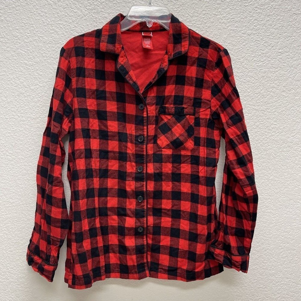 Wondershop Womens Small Pajama Shirt Buffalo Plaid Flannel Sleep Pjs Christmas